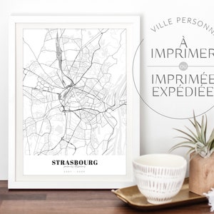 Affiche plan de ville - à personnaliser - Marquer idéalement la ville du couple, ville de naissance, ville de mariage, ville de vacances