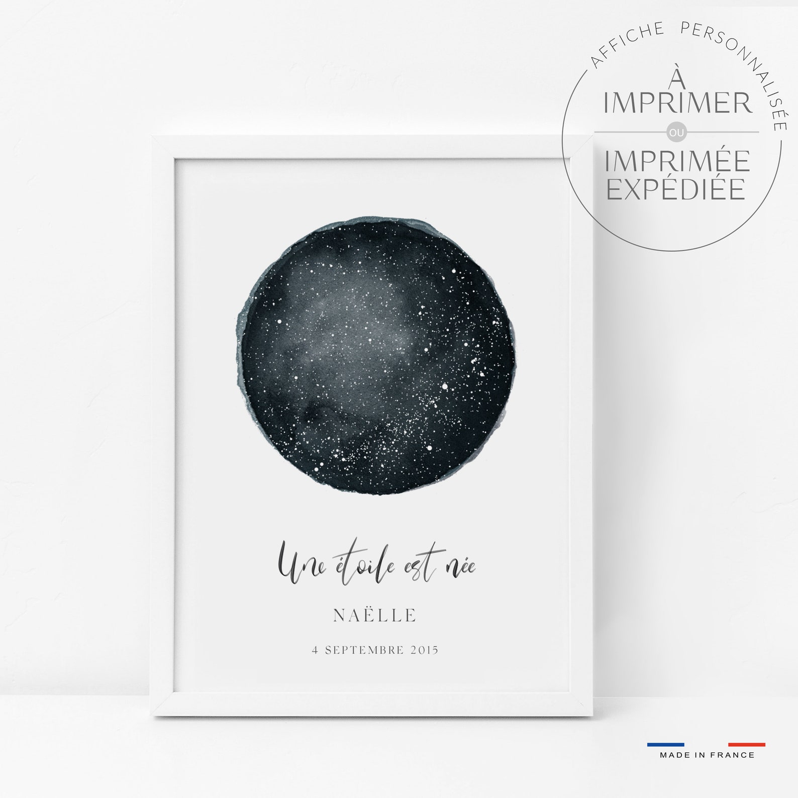 Affiche Carte Du Ciel Personnalisée - Ciel Nocturne, Constellations, Date Et Lieu Précis