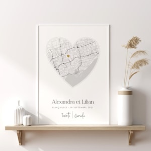 Affiche coeur lieu de rencontre Affiche ville de naissance, ville de mariage, ville de vacances, Affiche lieu clé, Cadeau Saint-Valentin