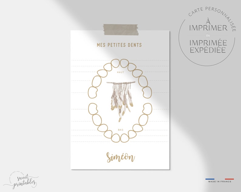 Carte petites dents A6 ou A5 Carte quenottes, carte dent de bébé, carte premières dents, carte dent de lait, carte petite souris 2- Attrape rêve