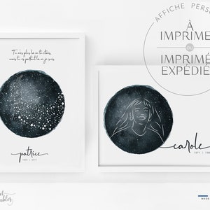 Affiche ciel étoilé en mémoire à un enfant ou un parent décédé.