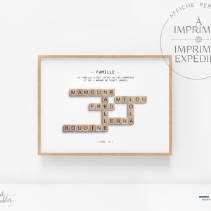 100% personalized crossword scrabble poster Ideal for Couples, Families, Friends. Valentine's Day gift, grandparents imagem 4