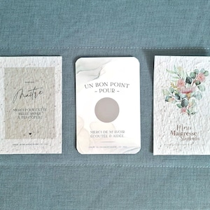 Carte remerciement maîtresse, maître, nounou & atsem. Carte de fin d'année. Carte merci. Cadeau maitresse