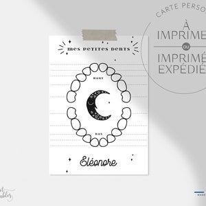 Carte "mes petites dents" Carte quenottes, carte dent de bébé, carte premières dents 3 - Moderne noire