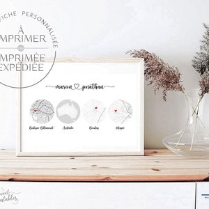 Affiche plans personnalisés - Affiche plans de villes pour marquer les lieux de vie, cartes du monde