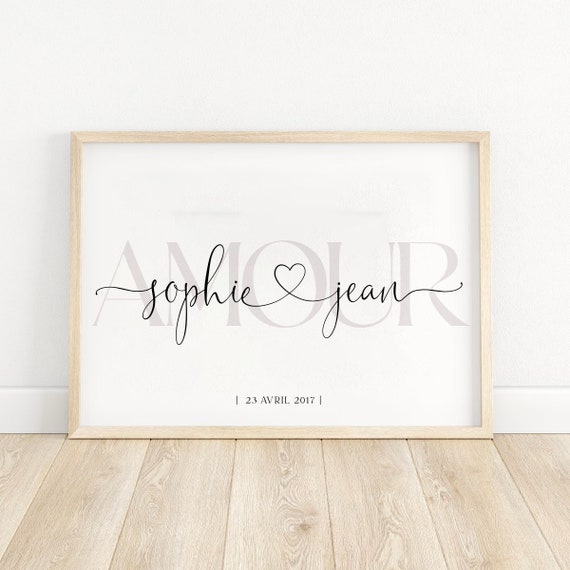 Poster Names Intertwined With Heart Couple Poster Couple - Etsy