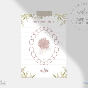 Carte petites dents A6 ou A5 Carte quenottes, carte dent de bébé, carte premières dents, carte dent de lait, carte petite souris 1- Fleur