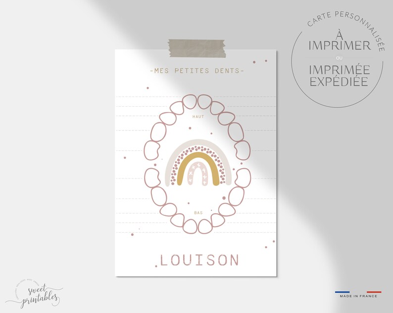 Card my little teeth personalized 1- Arc rose