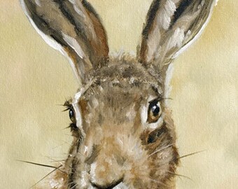 Aceo Print, Wild Hare. From an Original Painting by Award Winning Artist JOHN SILVER. Personally signed. HA004AC