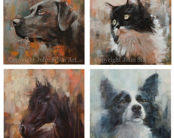 COMMISSIONS: Your Dog, Cat, Horse or Pet as an Original Painting by Award Winning UK Artist John Silver. BA