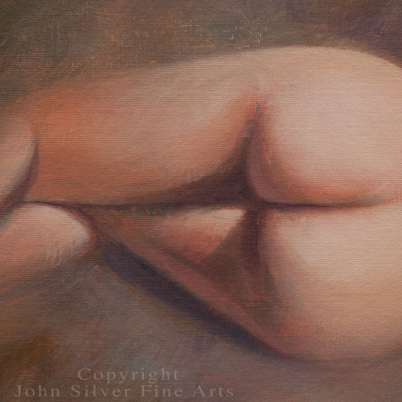 Original Painting Mature Erotic Nude Female Art Sensual Nude Portrait by Award Winning UK Artist JOHN SILVER. B.A. 14 x 10 inch image 2