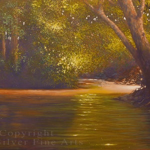 Woodland River Landscape Art. Original Painting by award winning Leading British artist JOHN SILVER. B.A. 30 x 20 inches image 1