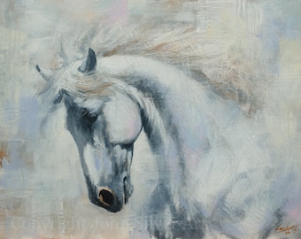 Horse Portrait. Original Contemporary Fine Art Painting 16 x 12 inch On Canvas Panel. By JOHN SILVER. B.A.