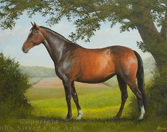 Horse Portrait. Original Painting (Old Style) by UK artist JOHN SILVER. B.A. 16 x 12 inches on Premium Quality Canvas Panel.