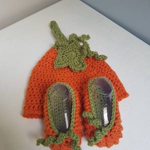 Halloween Pumpkin Squash or Frankenstein Beanie Hat and booties image 4