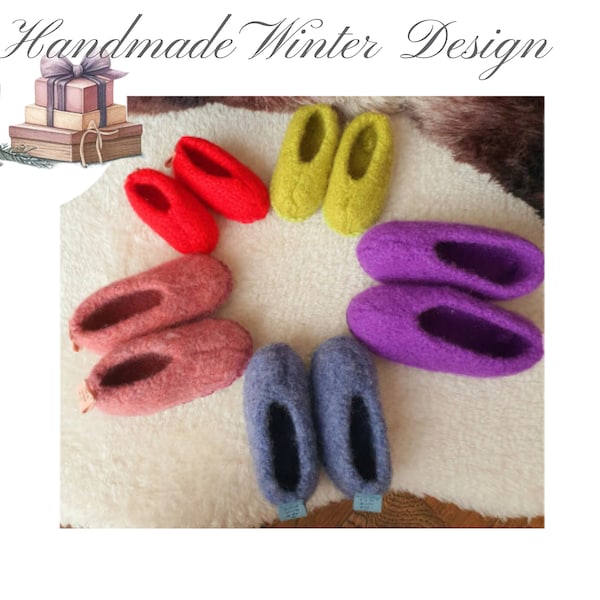 Children's Unisex Felt Handmade Slippers, Mules