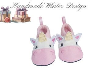 Unicorn Horse Slippers -  Handmade Personalised Children and baby Slippers