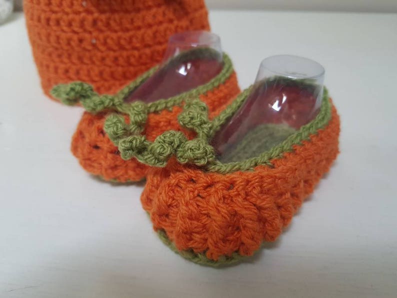 Halloween Pumpkin Squash or Frankenstein Beanie Hat and booties image 3