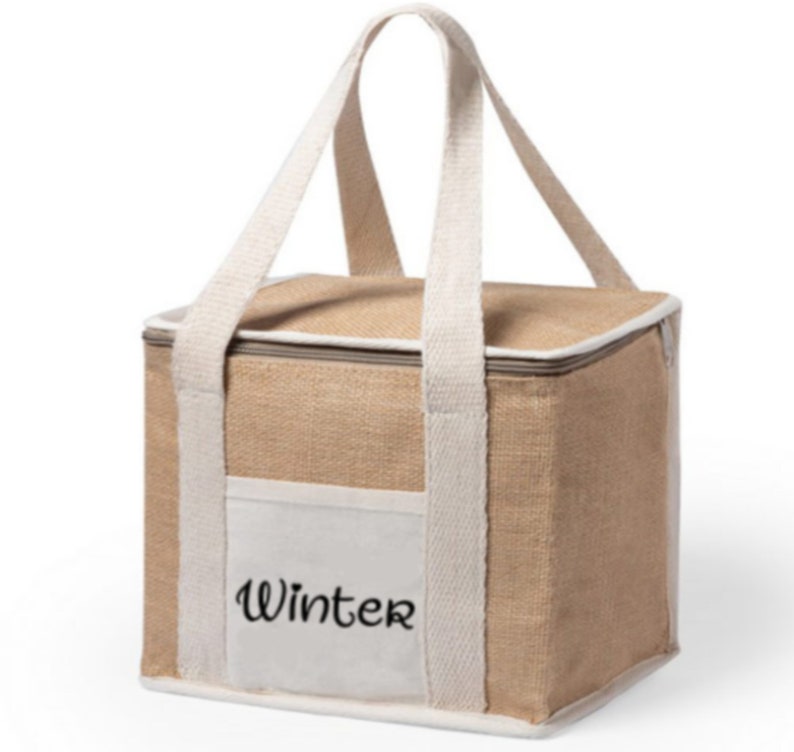 Jute Cooler Bag Personalised Picnic Bag Lunch Bag image 5