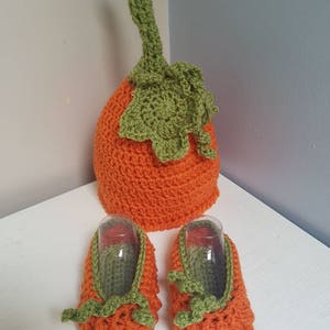 Halloween Pumpkin Squash or Frankenstein Beanie Hat and booties image 2