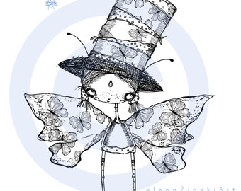 Butterfly girl digi stamp