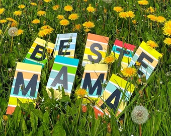 Beste Mama bunt-gestreifte Buchstaben-Dekoration zum Muttertag komplett Buchstabengirlande