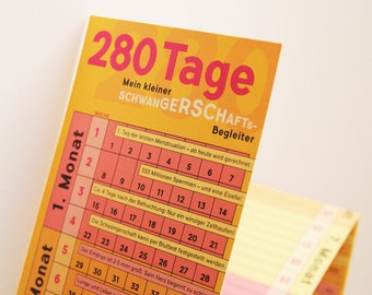 Schwangerschaftskalender Schwangerschaftstagebuch Rosa-Gelb Minikalender für Schwangere Mini-Tagebuch Geschenk für Schwangere DEUTSCH