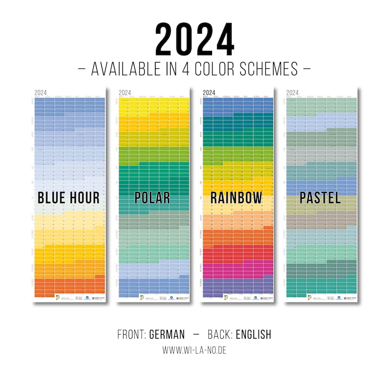 2024 Calendar Wallplanner Planner Pastel Aqua Turquoise Green Blue 2024 Limited Edition English German FRAME NOT INCLUDED immagine 9