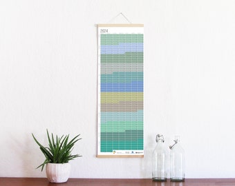 2024 Calendar Wallplanner Planner Pastel Aqua Turquoise Green Blue 2024 Limited Edition English + German FRAME NOT INCLUDED