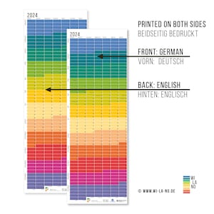 Wandkalender 2024 Regenbogen Wanddeko Wi-La-No® Deutsch/Englisch Jahresplaner Kalender Design Posterkalender 2024 OHNE AUFHÄNGUNG Bild 2