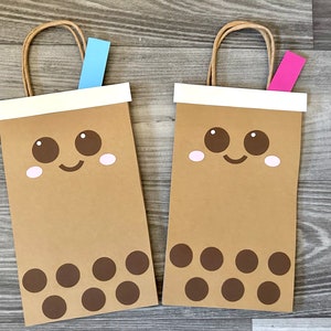 Boba Tea party favor bags (set of 6)