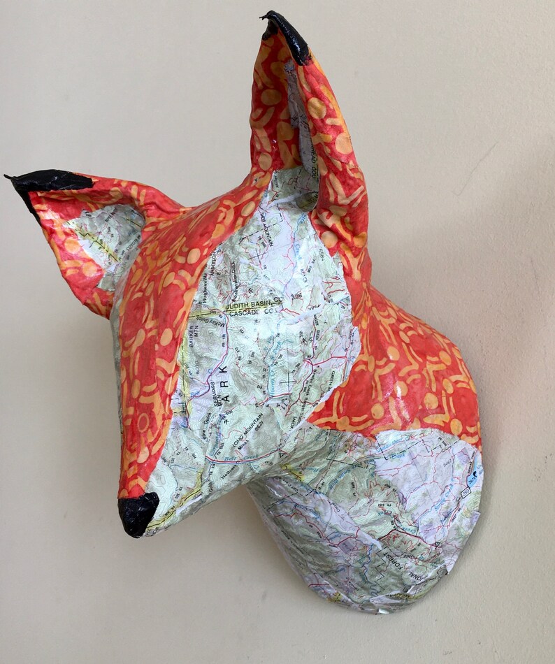Faux Taxidermy Fox // Paper Mache Animal Head Etsy