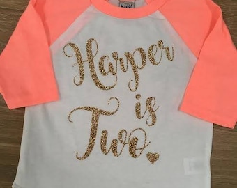 Toddler Glitter Birthday Raglan Tee