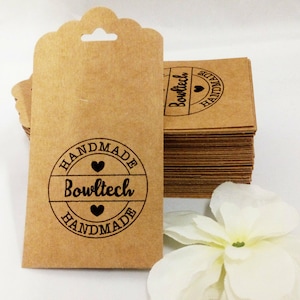 50/100 Single or Double Sided Custom Printed Swing Tags, Brown Kraft or White Card, Made to Order, Approx 9cmx5cm