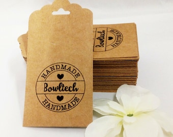 50/100 Single or Double Sided Custom Printed Swing Tags, Brown Kraft or White Card, Made to Order, Approx 9cmx5cm