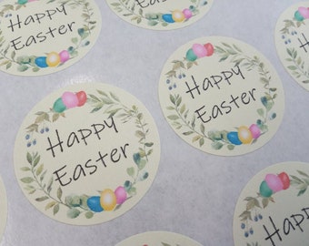 Pegatinas 'Feliz Pascua' de 35mm / 35 pegatinas por hoja / Sellos de sobre pequeños Kraft / Estacionario