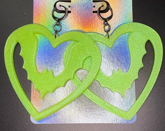 Swooping Bat Earrings - apple green elixir