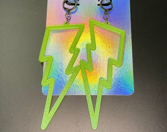 Lightning Bolt Earrings - apple green elixir