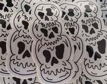 Creepy Chrome Skull Sticker