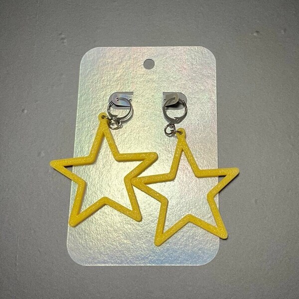 Star Earrings - lemon yellow gradient (dark)