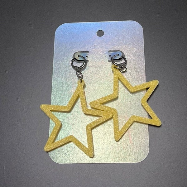 Star Earrings - lemon yellow gradient (light)