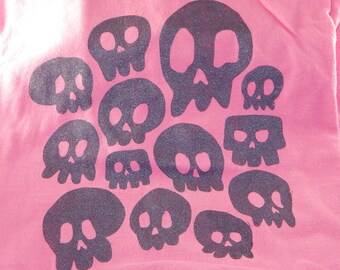 Pink Skull T-shirt - silkscreen shirt screen printed shirt