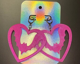 Swooping Bat Earrings - sunset gradient elixir