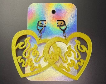 New Flame Heart Earrings - solar flare elixir