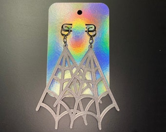 Huge Spiderweb Earrings - silver silk gradient