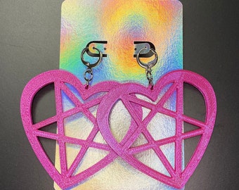 Pentagram Earrings - sunset gradient elixir - 3D printed earrings