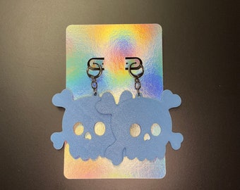 Skull and Crossbones Earrings - cotton candy gradient