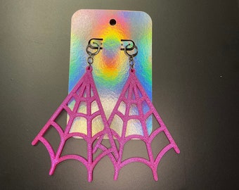 Huge Spiderweb Earrings - sunset gradient elixir - 3d printed earrings
