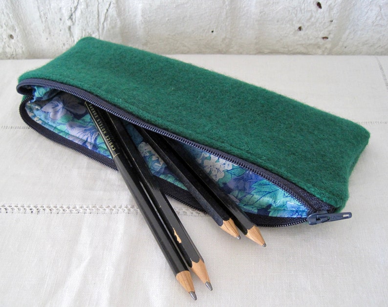 Handmade Recycled Emerald Green Wool Pouch