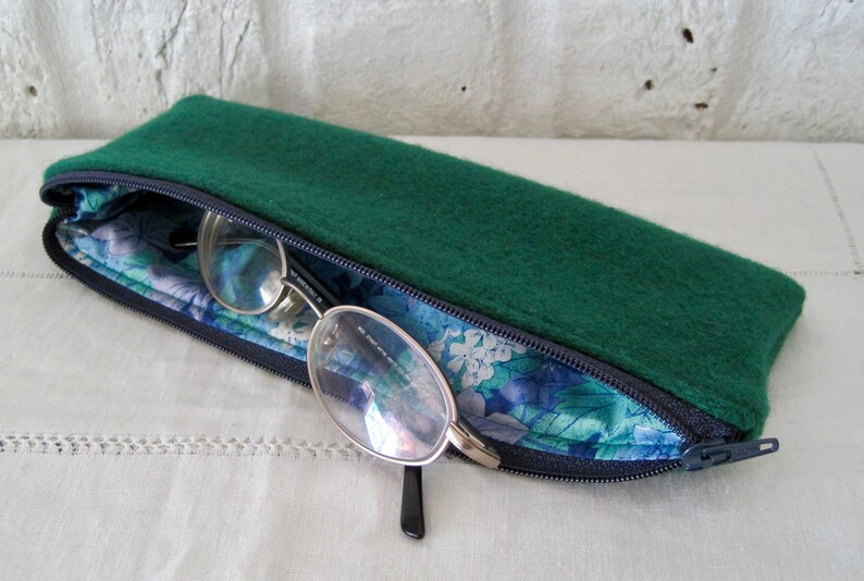 Handmade Recycled Emerald Green Wool Pouch